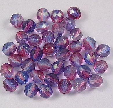 Fuschia Amethyst Glass 8mm Faceted Firepolish Beads 20