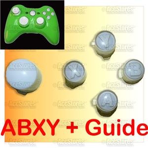 WHITE A B X Y + Guide Button for Xbox360 Controller