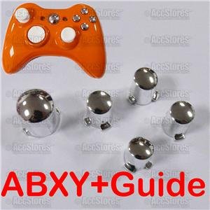 CHROME ABXY A B X Y + Guide Button Xbox 360 Controller