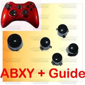 BLACK ABXY A B X Y + Guide Button f Xbox360 Controller