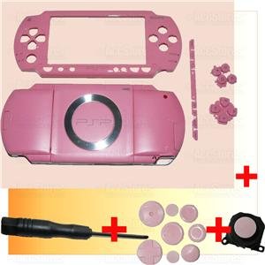 PSP 1000 Full Housing Shell Case Cover + Joystick PINK