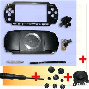 PSP 1000 Full Housing Shell Case Cover + Joystick BLACK