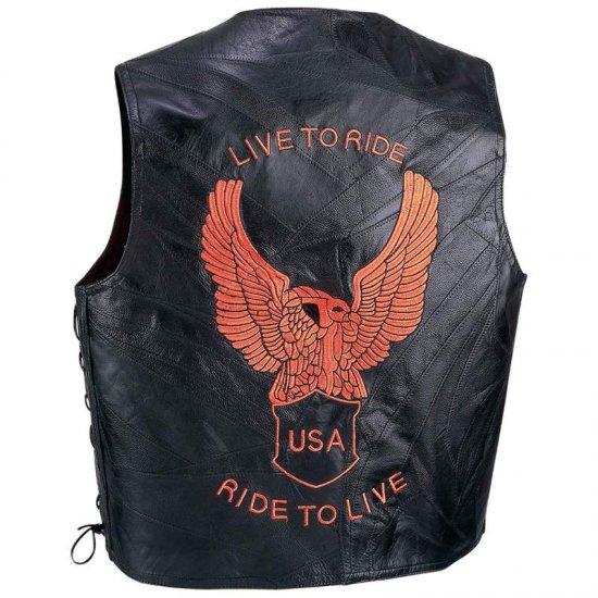 Diamond Plateâ„¢ Genuine Leather Motorcycle Vest (Large)