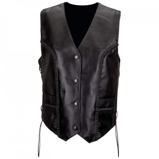 LADIES LEATHER BRAIDED VEST-L