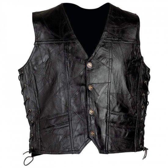 Diamond Plate⢠Rock Design Genuine Leather Vest (Medium)