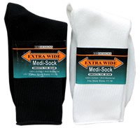 WHITE Extra Wide Medi Socks Size 8 - 11 Medical Purposes 100% Cotton 5800-811-WT
