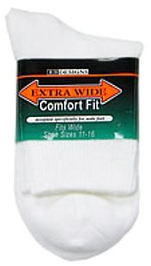 WHITE Extra Wide Athletic Quarter Socks Size 11 - 16 Stretch 8600-1116-WT