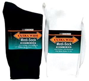 WHITE Extra Wide Medi Socks Size 11 - 16 Medical Purposes 100% Cotton 6900-1116-WT