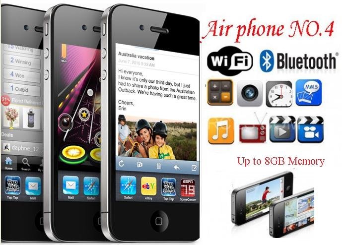 Airphone NO.4 Quad Band Dual Cards with Wifi Java Touch Screen Cell Phone