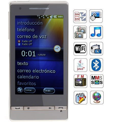 T5388i Quad Band Dual Cards with Windows mboile 6.5 Wifi Java GPS Touch Screen Cell Phone