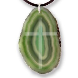Green Agate Necklace With Classic Cross