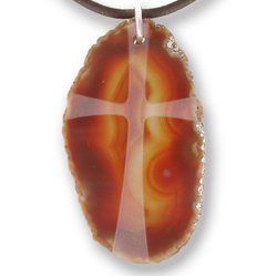 Red Agate Necklace With Modern Cross