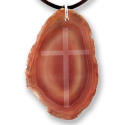 Red Agate Necklace With Classic Cross