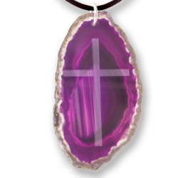 Purple Agate Necklace With Classic Cross