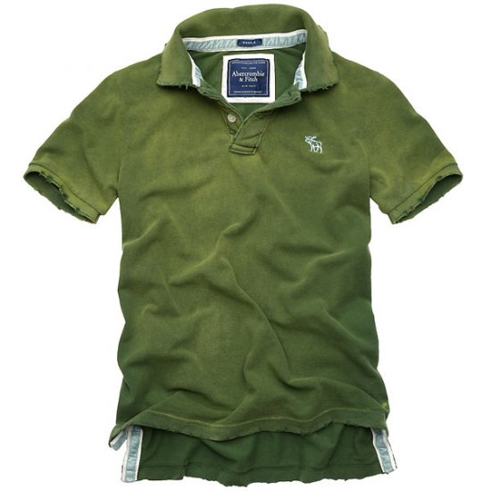 NWT Abrcrombie Deer Brook Destroyed Men Polos Green