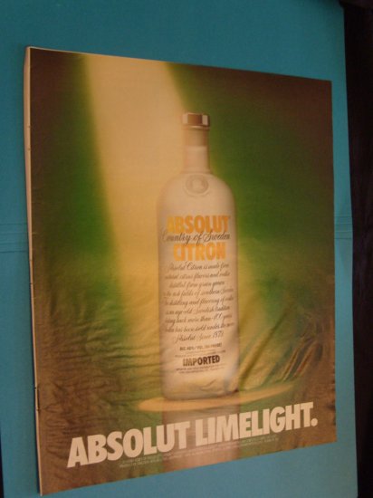 1992 Absolute Vodka Limelight Ad