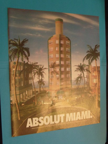 1992 Absolut Vodka Miami Print Ad