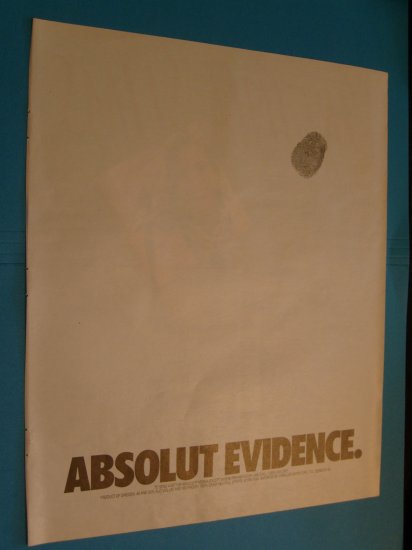 Absolut Vodka Absolute Evidence Print Ad