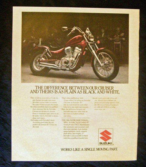 1985 Suzuki Intruder Motorcycle Print Ad