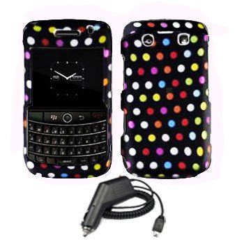 For Blackberry Bold 9780 Car Charger + Cover Hard Case R-Dot 2-in-1