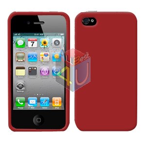 For Apple iphone 4S 4 Cover Hard Case Rubberized Red
