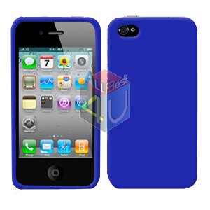 For Apple iphone 4S 4 Cover Hard Case Rubberized Blue