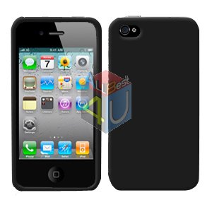 For Apple iphone 4S 4 Cover Hard Case Rubberized Black