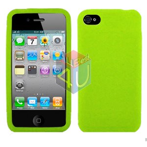 For Apple iphone 4S 4 Cover Hard Case Rubberized Neon Green