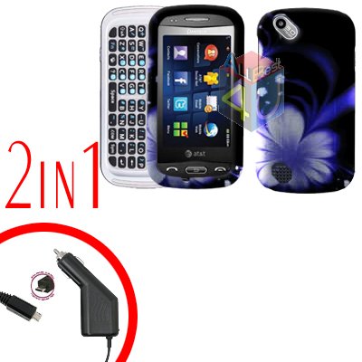 For Pantech Laser P9050 Car Charger +Hard Case B-Flower 2-in-1