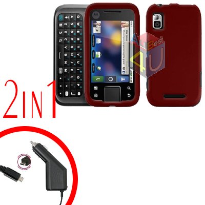 For Motorola Flipside MB508 Car Charger +Hard Case Red 2-in-1