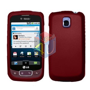 For LG Optimus One P500 Cover Hard Case Rubberized Red
