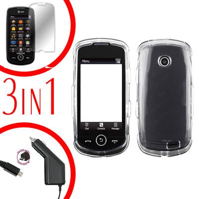 For Samsung Solstice II 2 A817 Screen +Car Charger +Cover Hard Case Clear 3-in-1
