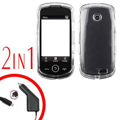 For Samsung Solstice II 2 A817 Car Charger +Cover Hard Case Clear 2-in-1