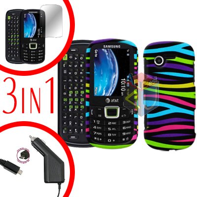 For Samsung Evergreen A667 Screen +Car Charger + Hard Case Rainbow 3-in-1