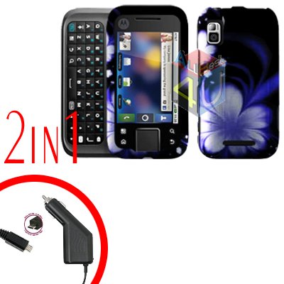 For Motorola Flipside MB508 Car Charger +Hard Case B-Flower 2-in-1