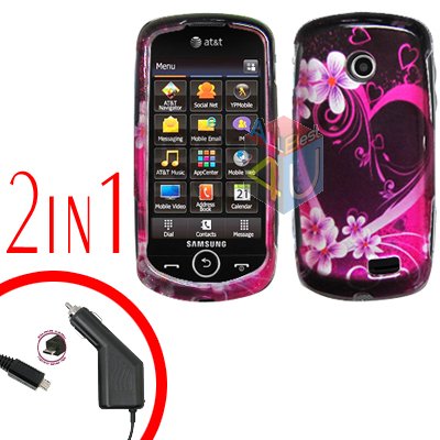 For Samsung Solstice II 2 A817 Car Charger +Cover Hard Case Love 2-in-1