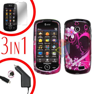 For Samsung Solstice II 2 A817 Screen +Car Charger +Cover Hard Case Love 3-in-1