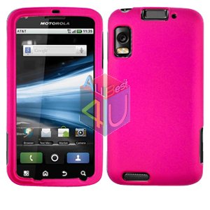 For Motorola Atrix 4G MB860 Cover Hard Case Rubberized Hot Pink