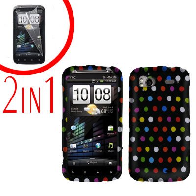 For HTC Sensation Cover Hard Case R-Dot + Screen Protector 2-in-1