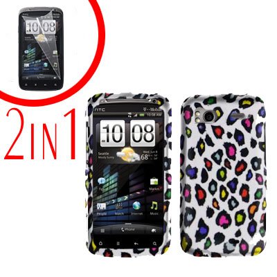 For HTC Sensation Cover Hard Case R-Leopard + Screen Protector 2-in-1