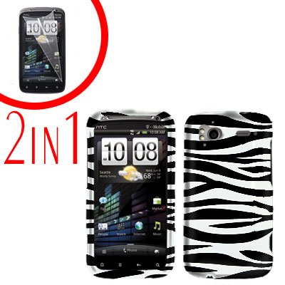For HTC Sensation Cover Hard Case Zebra + Screen Protector 2-in-1