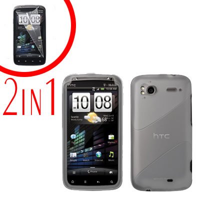 For HTC Sensation Cover Hard Case Clear + Screen Protector 2-in-1