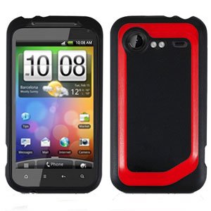 FOR HTC Droid Incredible 2 Cover Hard Phone Case 2-Tone Black/Red