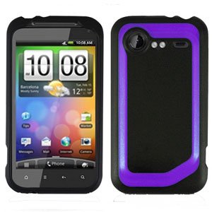 FOR HTC Droid Incredible 2 Cover Hard Phone Case 2-Tone Black/Purple