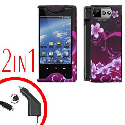 For Kyocera Echo M9300 Car Charger +Cover Hard Case Love 2-in-1