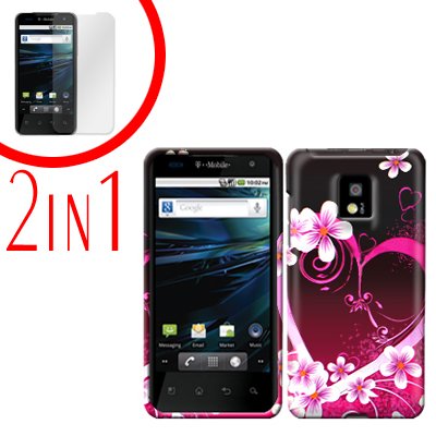 For LG Optimus 2x P990 Cover Hard Case Love +Screen 2-in-1