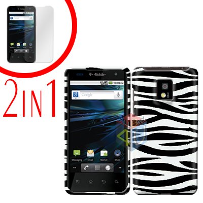 For LG Optimus 2x P990 Cover Hard Case Zebra +Screen 2-in-1
