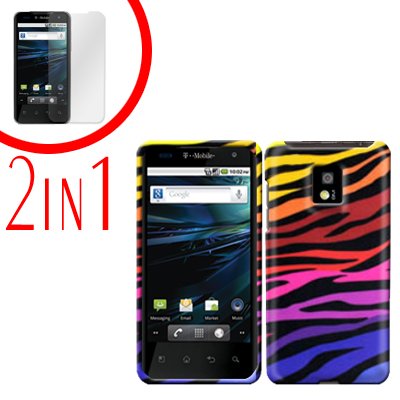 For LG Optimus 2x P990 Cover Hard Case C-Zebra +Screen 2-in-1