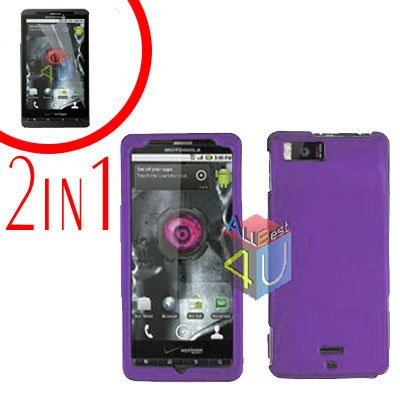 For Motorola Milestone X Cover Hard Case Purple +Screen 2-in-1