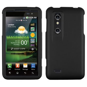 For LG Thrill 4G / Optimus 3D P920 Cover Hard Case Rubberized Black